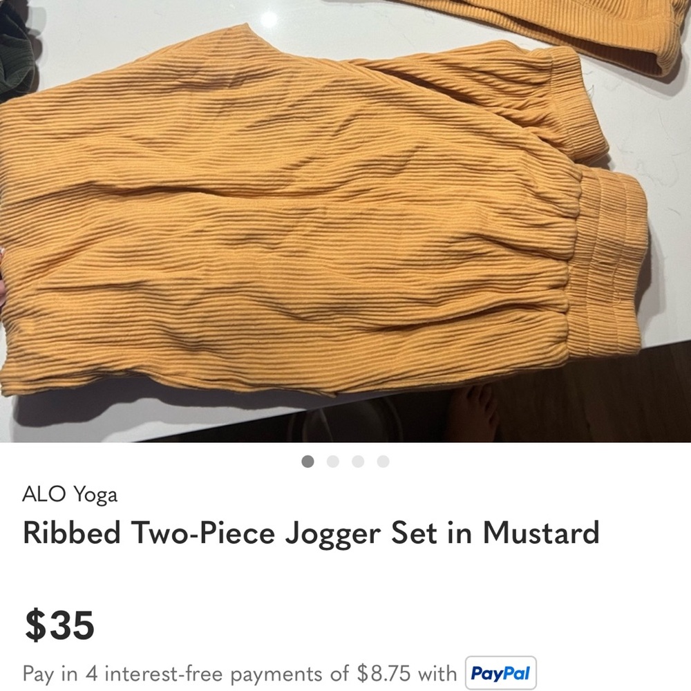 ALO Yoga Mustard Ribbed Two-Piece Set